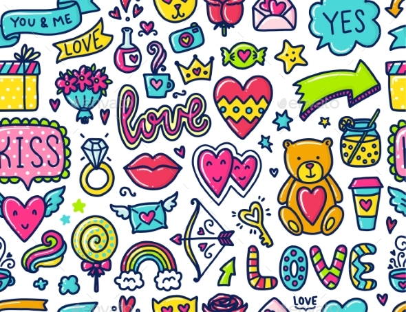 Doodle Seamless Pattern - Valentines Seasons/Holidays