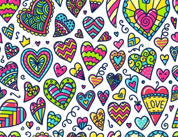 Doodles Seamless Pattern - Valentines Seasons/Holidays