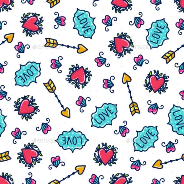Doodle Seamless Pattern - Valentines Seasons/Holidays