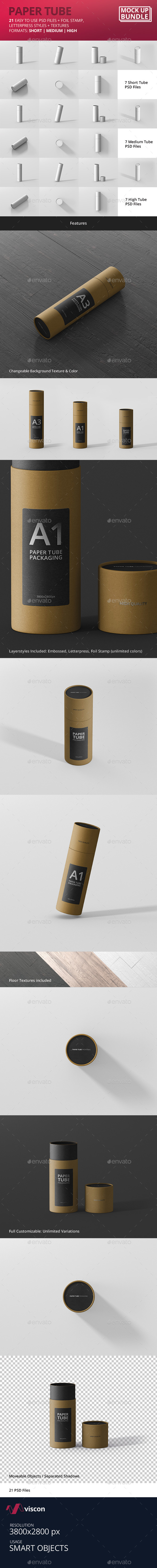 Slim Paper Tube Mockup Bundle - Miscellaneous Packaging