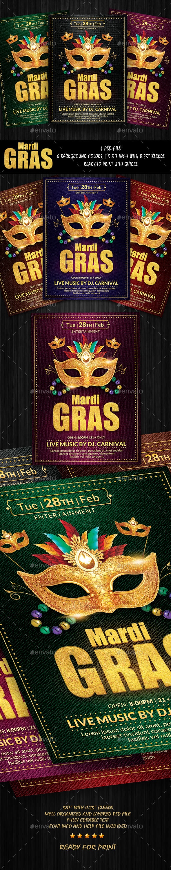 Mardi Gras Flyer Template - Flyers Print Templates