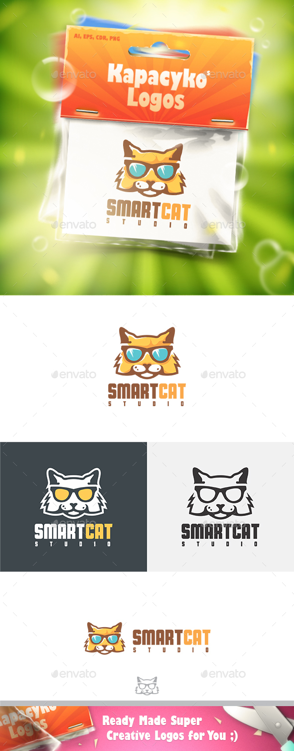 Smart Cat Logo - Animals Logo Templates