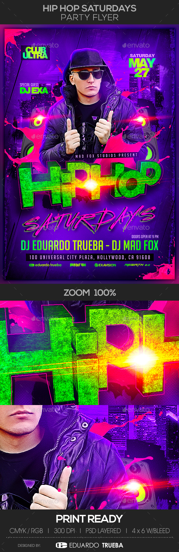 Hip Hop Saturdays Party Flyer - Clubs & Parties Events
