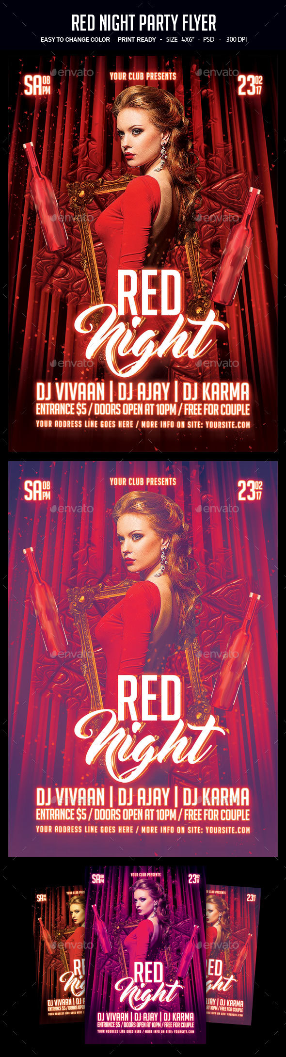 Red Night Party Flyer - Clubs & Parties Events