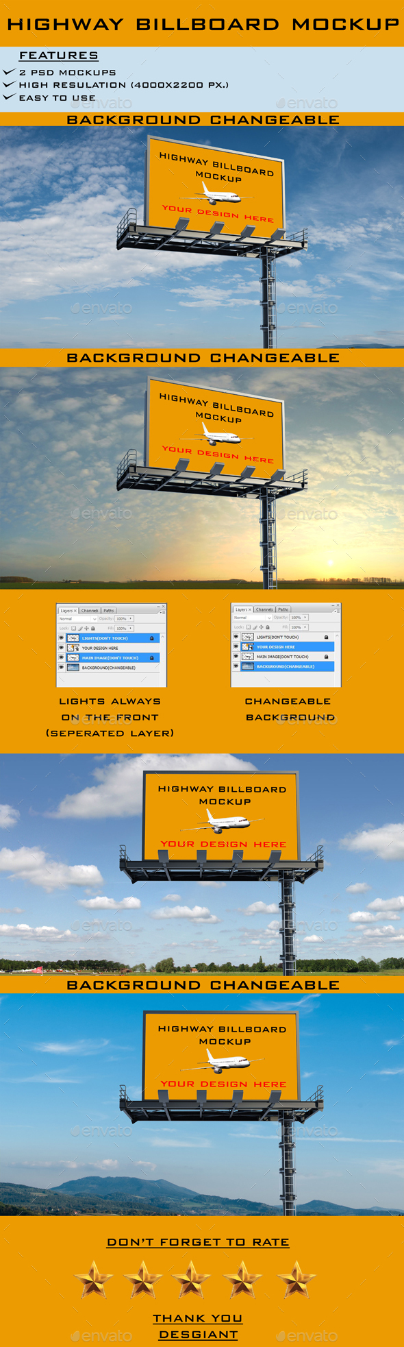 Realistic Highway Billboard Mockup - Signage Print