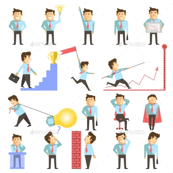 Businessman and Business Work Vecor Illustration - Concepts Business