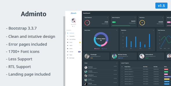 Adminto - Responsive Admin Dashboard - Admin Templates Site Templates