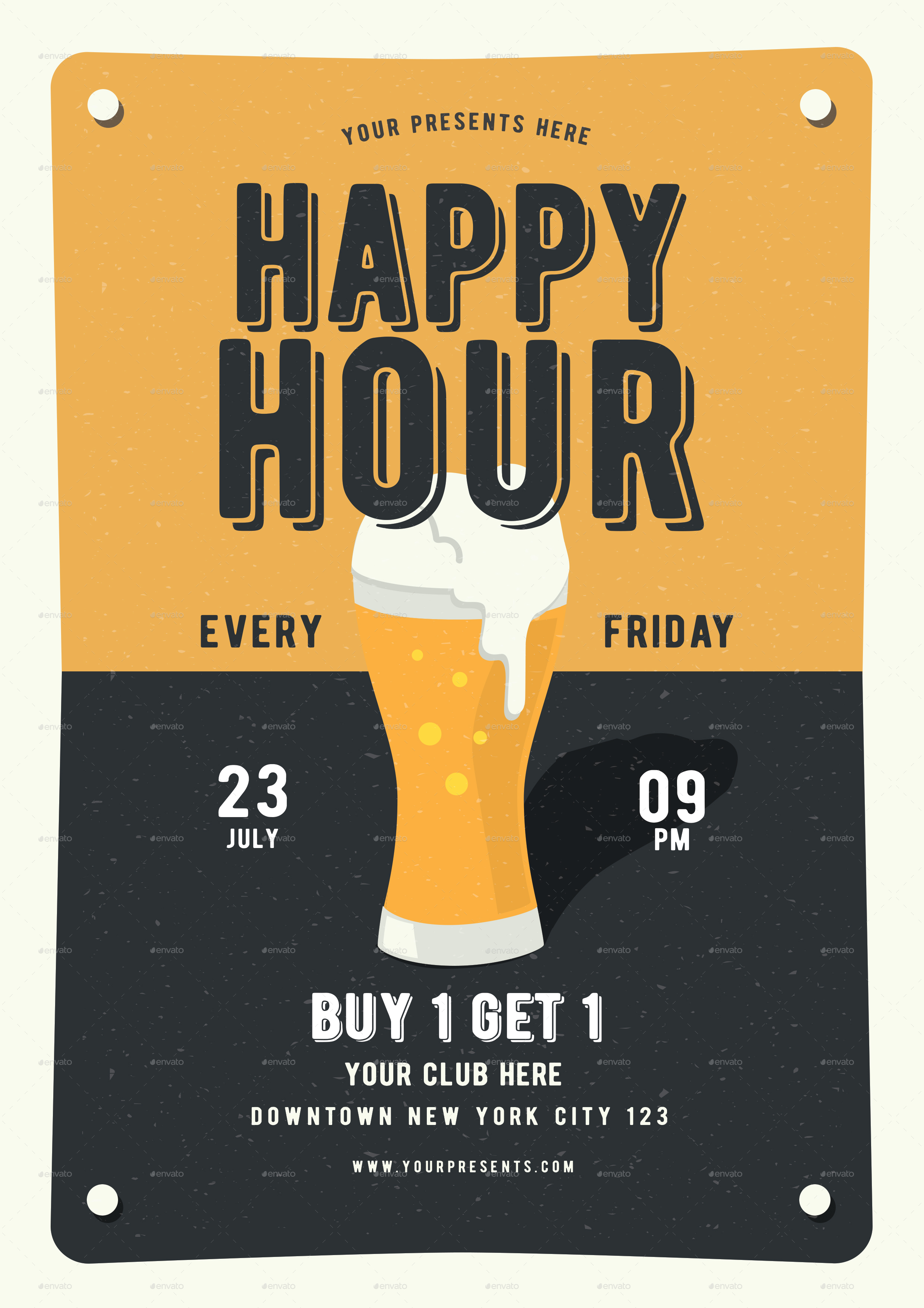 Happy Hour Flyer, Print Templates | GraphicRiver