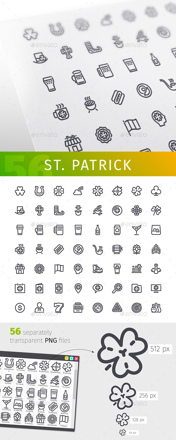St. Patrick's Line Icons Set - Miscellaneous Icons