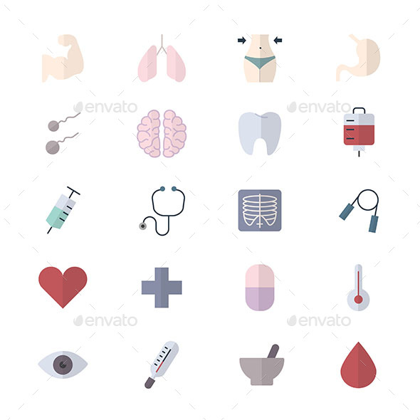 Fitness Icons and Health Icons Set Of Medical Icons Style Flat Icons - Icons
