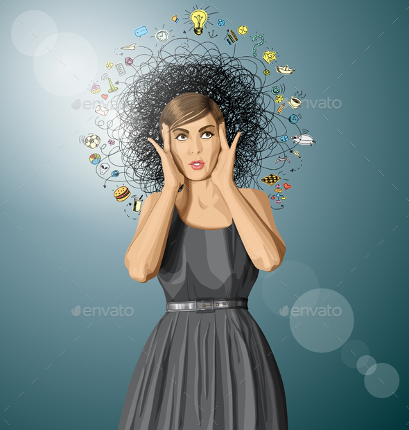 Surprised Girl in Dress - People Characters