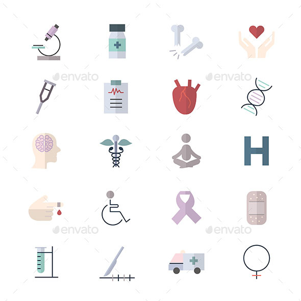 Medical Health Fitness Icons and Science Icons Set Of Healthy Icon Style Colorful Flat Icons - Icons