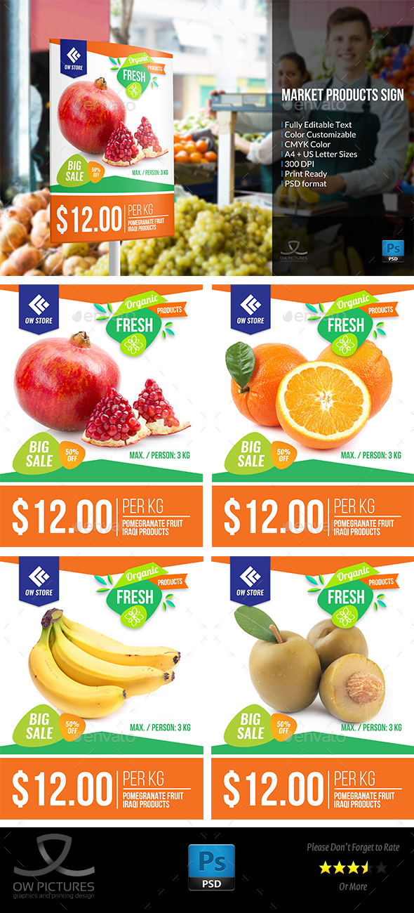 Market Fruit Sign Template - Flyers Print Templates