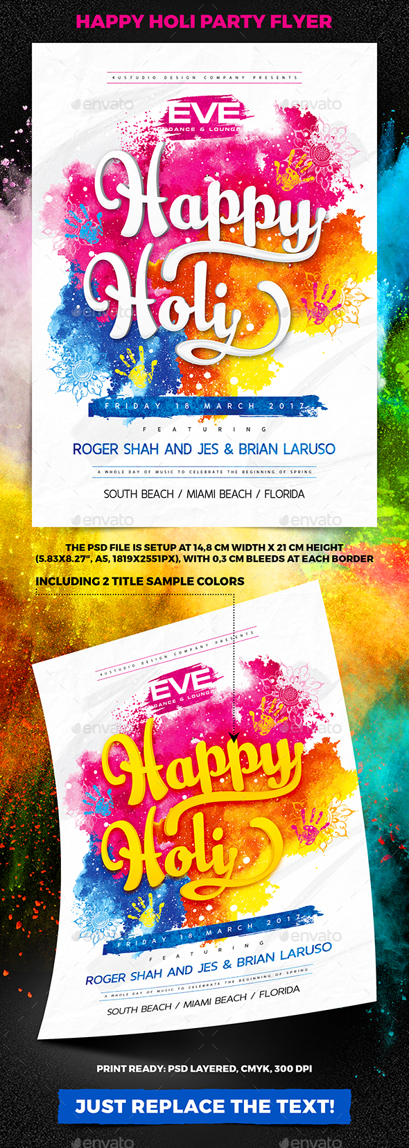 Happy Holi Party Flyer - Holidays Events