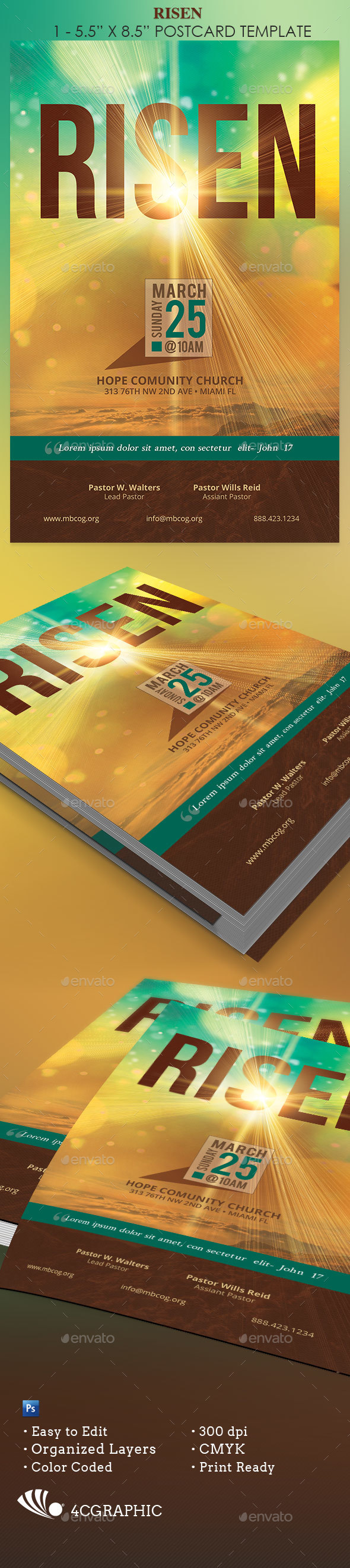Risen Flyer - Church Flyers