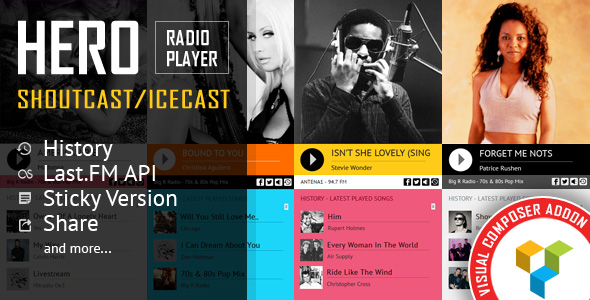 Hero - Shoutcast and Icecast Radio Player With History - Visual Composer Addon - CodeCanyon Item for Sale