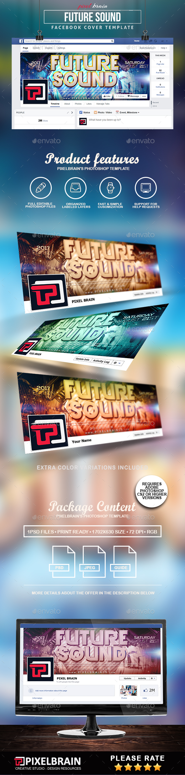 Future Sound Facebook Cover Template - Facebook Timeline Covers Social Media
