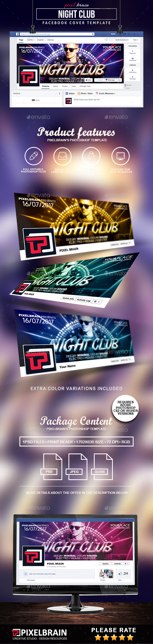Night Club Facebook Cover Template - Facebook Timeline Covers Social Media