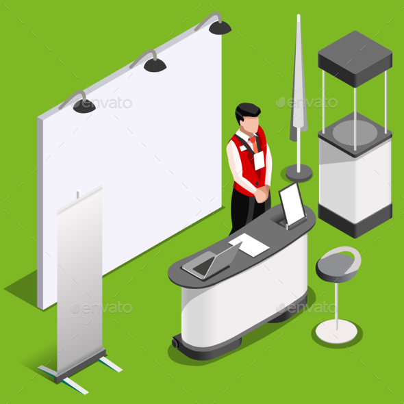 Exhibition Booth 3D Stand People Isometric - People Characters