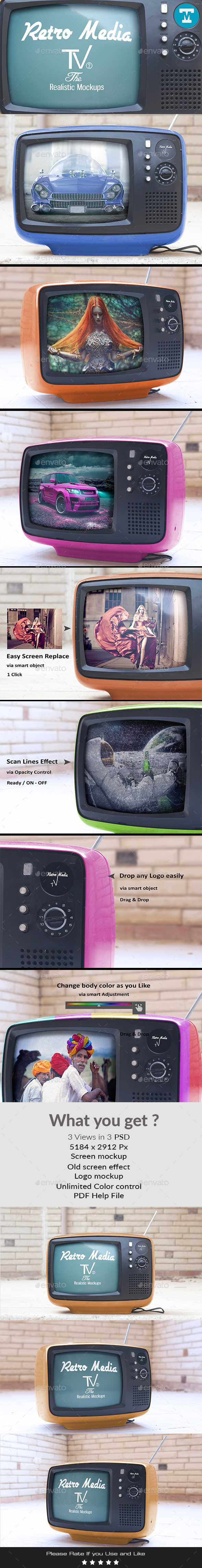 Retro Media Tv - The Realistic Mockups V2 - Miscellaneous Displays