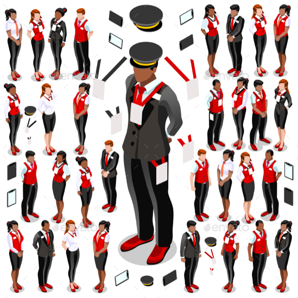 Isometric Meeting Icon People Set Staff - People Characters