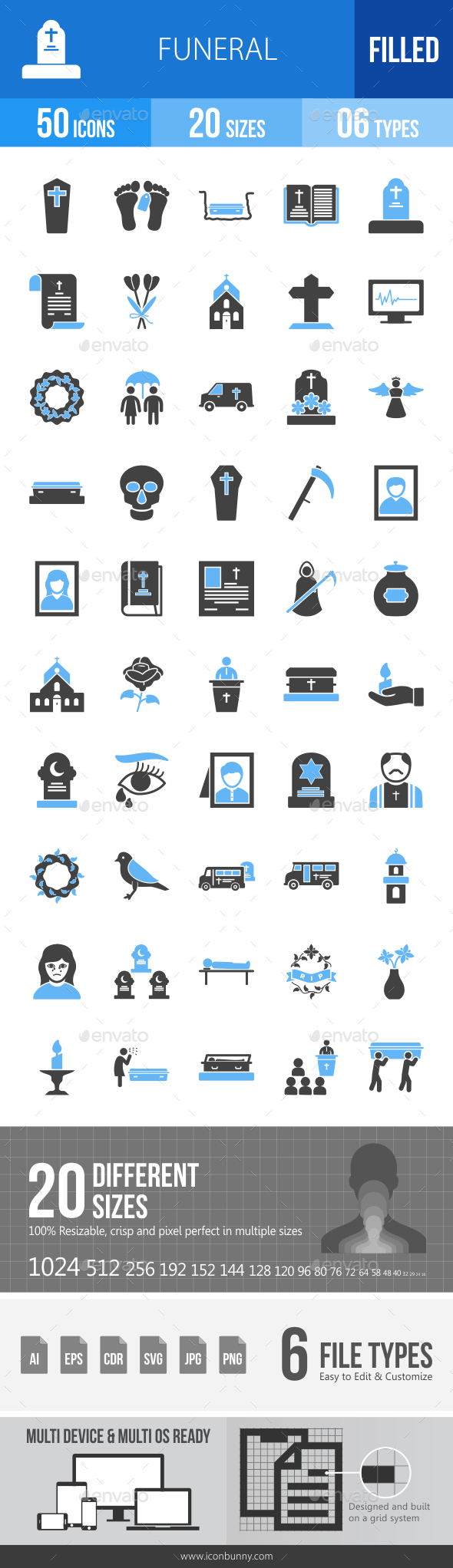 Funeral Blue & Black Icons - Icons