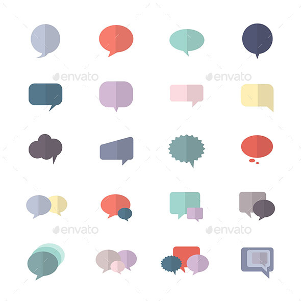 Speech Bubble and Chat Icon Set Of Abstract Vector Style Colorful Flat Icons - Abstract Icons