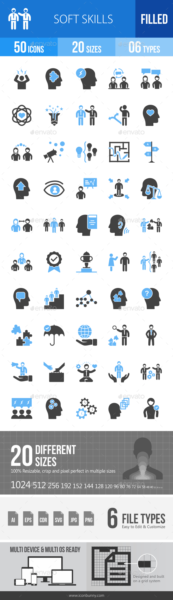 Soft Skills Blue & Black Icons - Icons