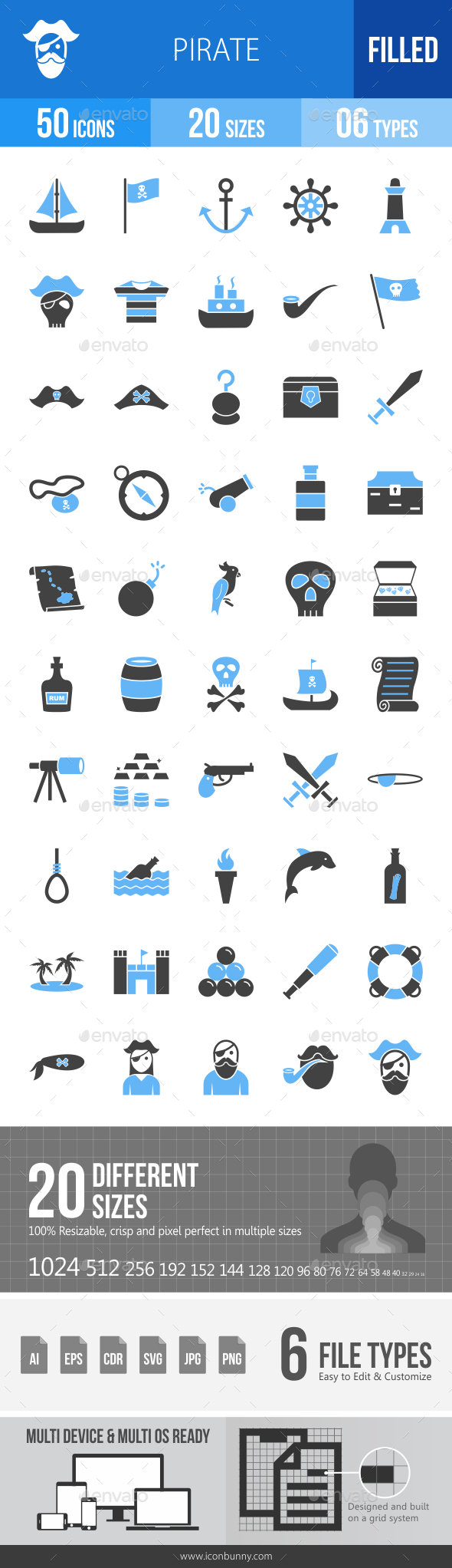 Pirate Blue & Black Icons - Icons