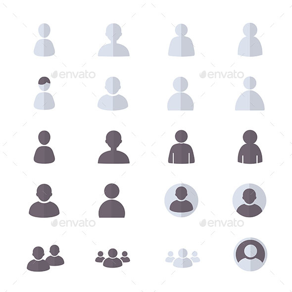 User Icons and People Icons Set Of Abstract Account Icon Style Colorful Flat Icons - People Characters