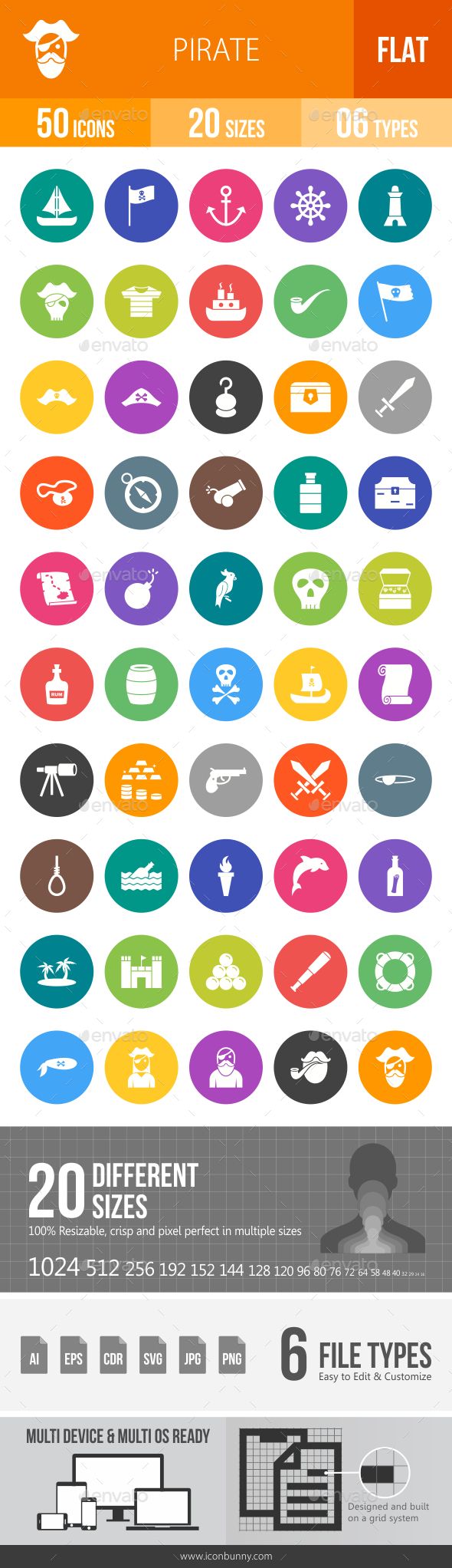 Pirate Flat Round Icons - Icons