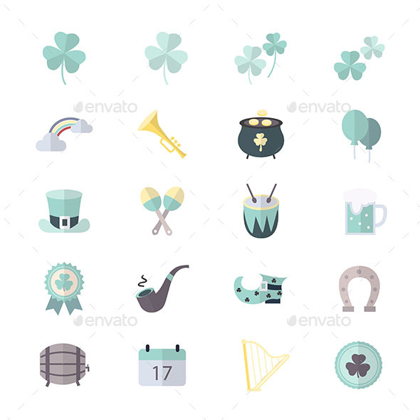 St Patricks Day Icons Flat Color - Icons