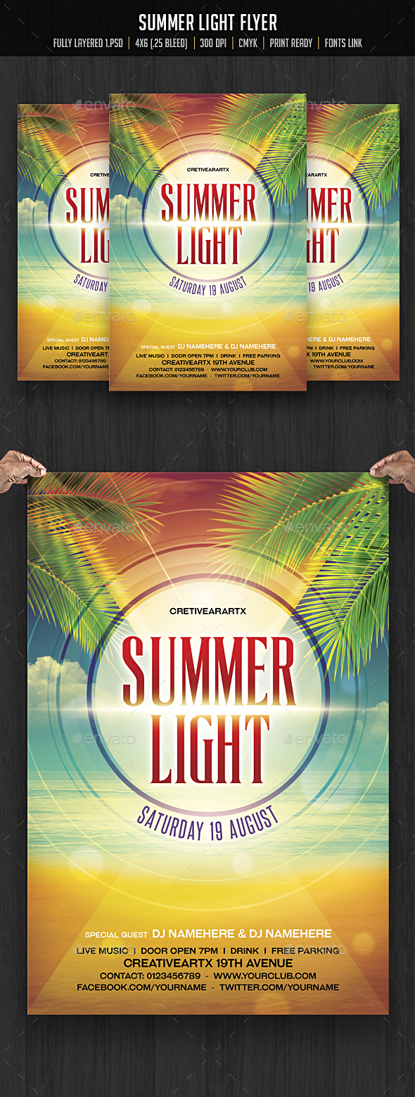 Summer Light Flyer - Clubs & Parties Events