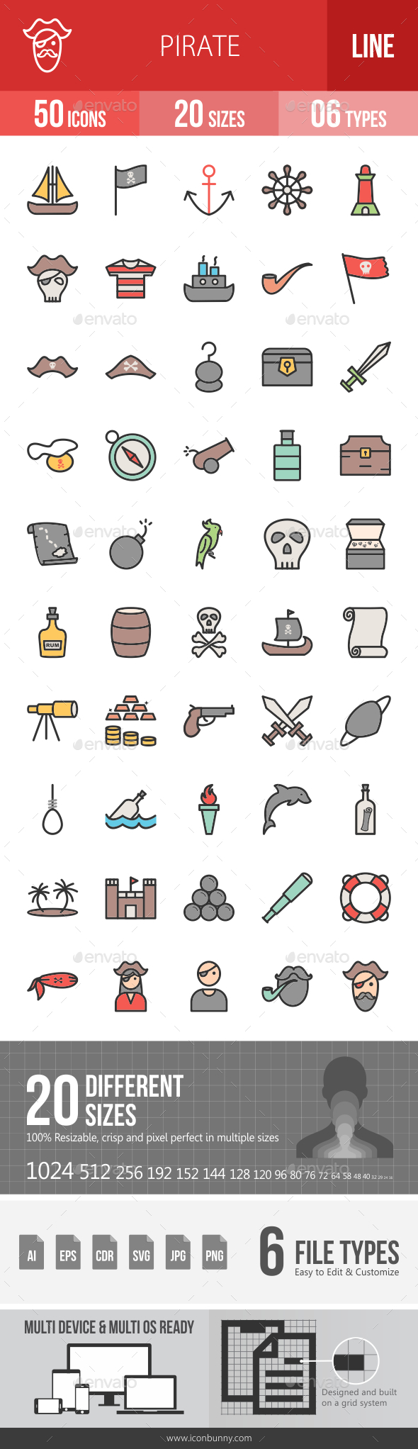 Pirate Filled Line Icons - Icons