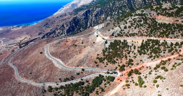 Flying Above Serpentine Road