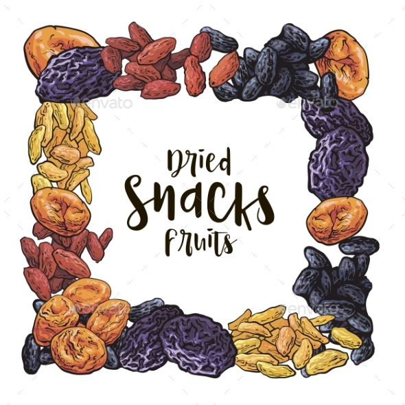Square Frame of Dried Fruits with Place for Text - Food Objects