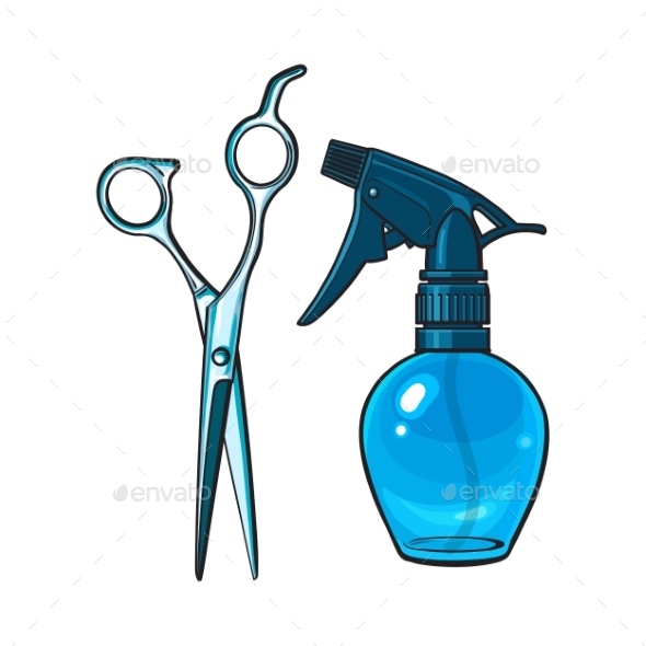 Plastic Hairdresser Spray Bottle and Professional - Backgrounds Decorative