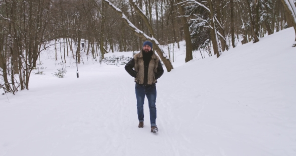 Young Handsome Walks Winter Park alt