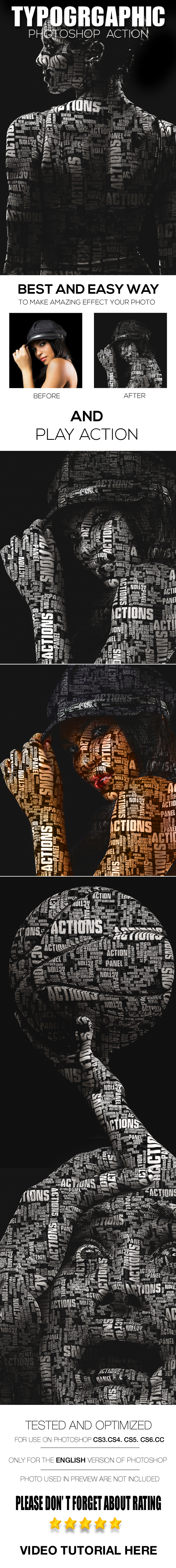 Typographic Photoshop Action - Photo Effects Actions