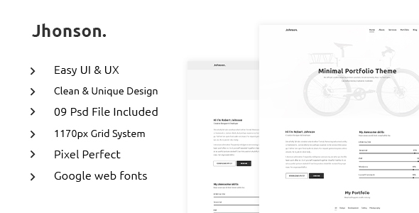 JHONSON - Minimal Portfolio PSD Template - PSD Templates