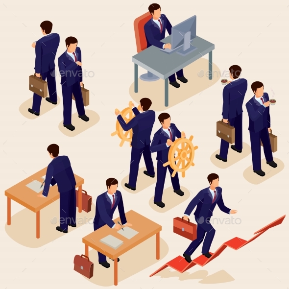 Vector Illustration of 3D Flat Isometric People - People Characters