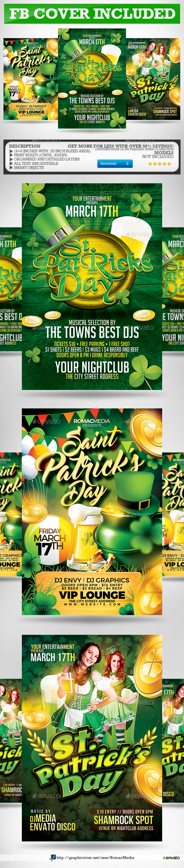 St. Patrick's Day Flyer Bundle - Clubs & Parties Events