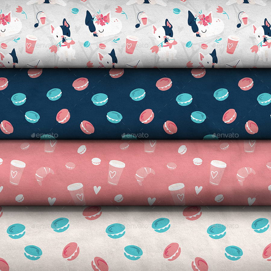 Pattern Design Collection Fabric Stack Mock-up by ejanas | GraphicRiver