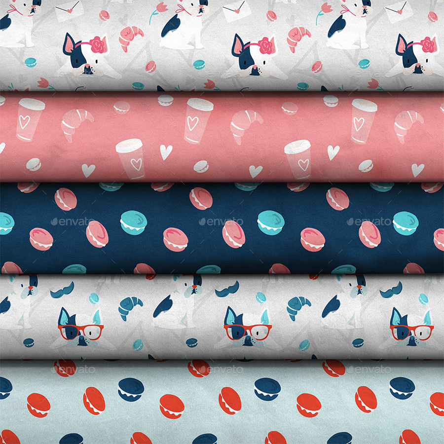 Pattern Design Collection Fabric Stack Mock-up by ejanas | GraphicRiver