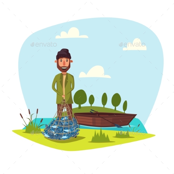 Fisher Man with Catch - Sports/Activity Conceptual
