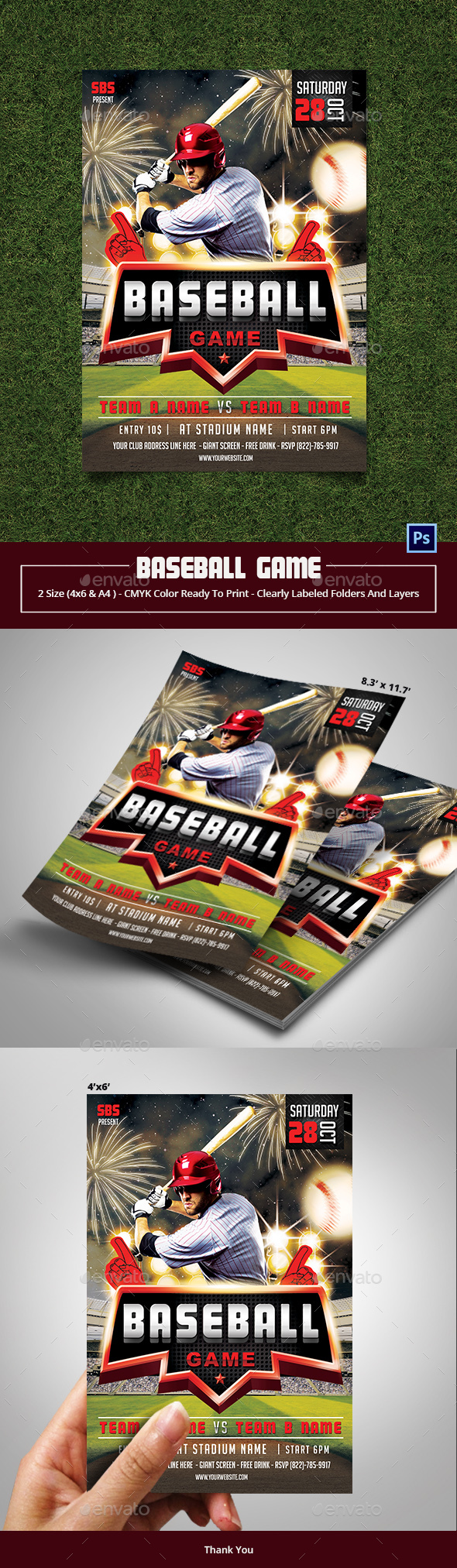 Baseball Game Vol 2 Flyer Template - Sports Events