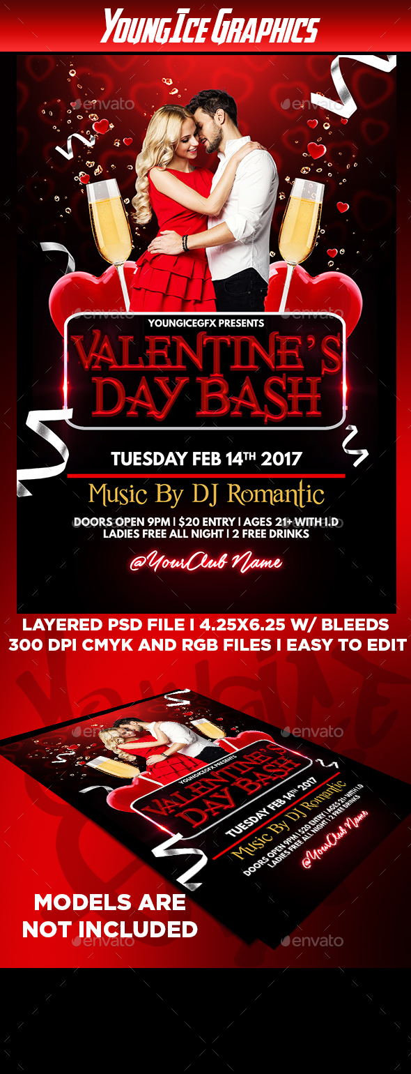 Valentines Party Flyer Template - Clubs & Parties Events