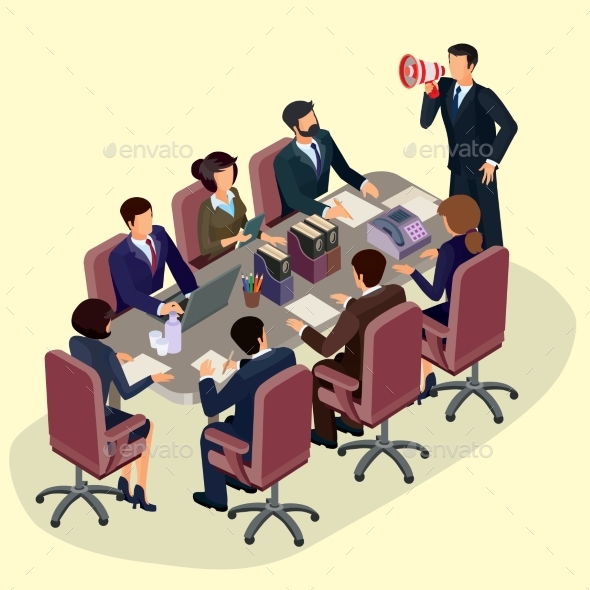 Vector Illustration of 3D Flat Isometric People - Concepts Business