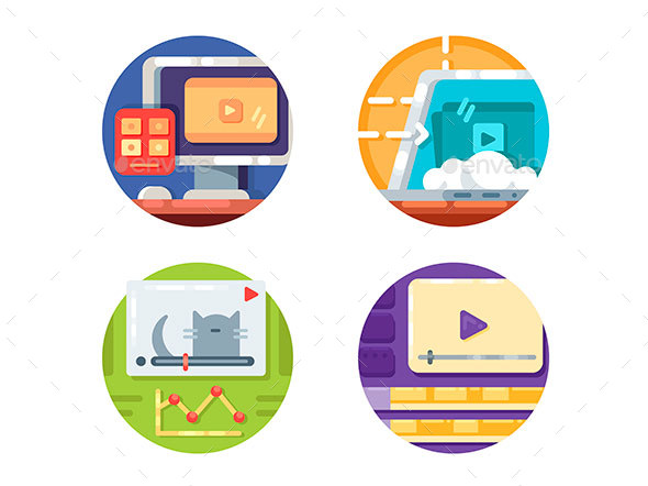 Video Media Icons - Web Elements Vectors