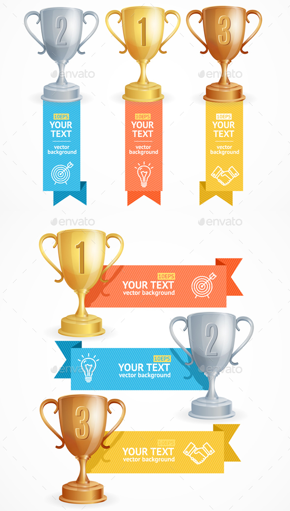 Award Cup Menu Infographic Option Banner Card. Vector - Business Conceptual